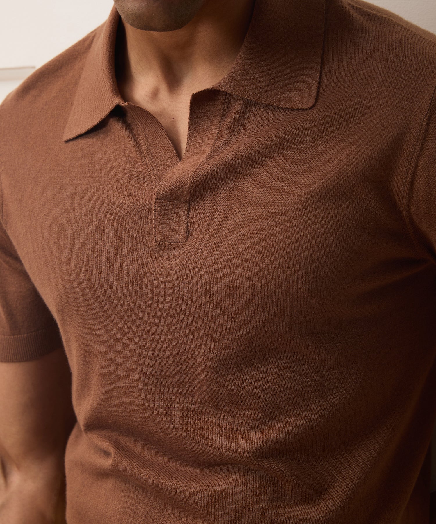 Todd Snyder Silk-Cashmere Montauk Sweater Polo in Weathered Oak Weathered Oak