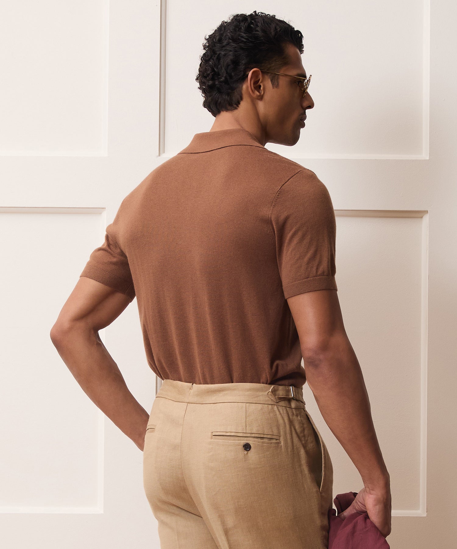 Todd Snyder Silk-Cashmere Montauk Sweater Polo in Weathered Oak Weathered Oak