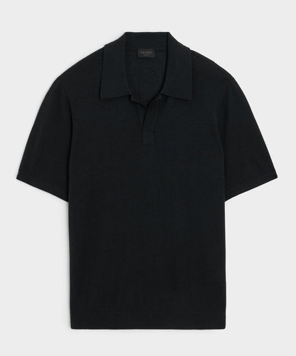 Todd Snyder Silk-Cashmere Montauk Sweater Polo in Black Black