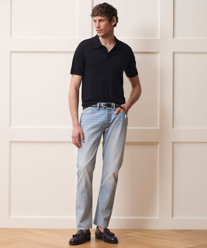 Todd Snyder Silk-Cashmere Montauk Sweater Polo in Black Black