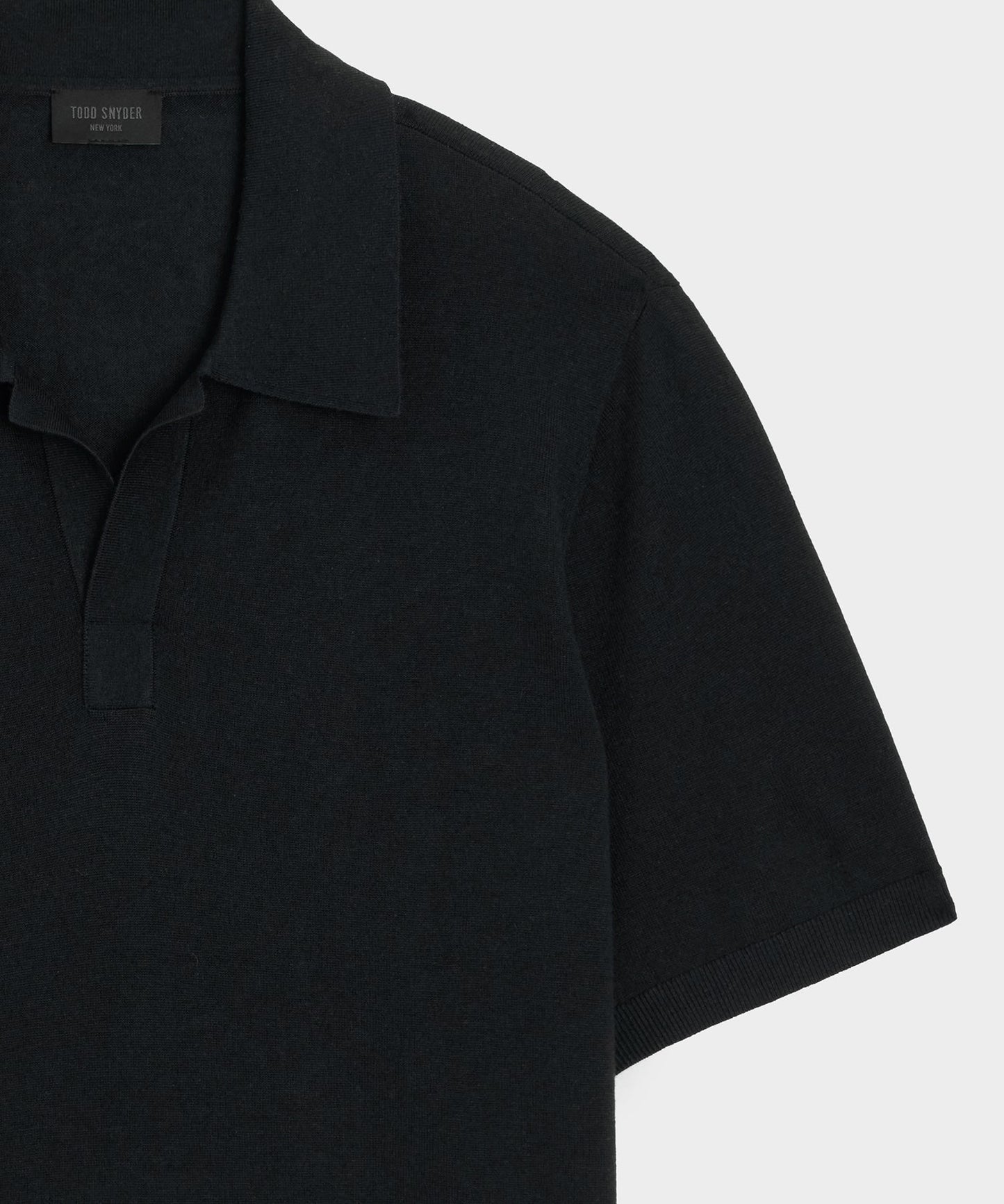 Todd Snyder Silk-Cashmere Montauk Sweater Polo in Black Black