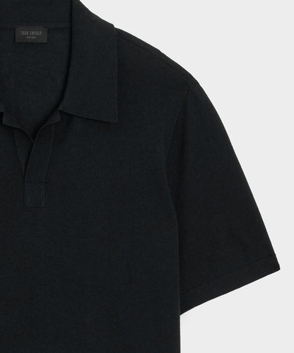 Todd Snyder Silk-Cashmere Montauk Sweater Polo in Black Black