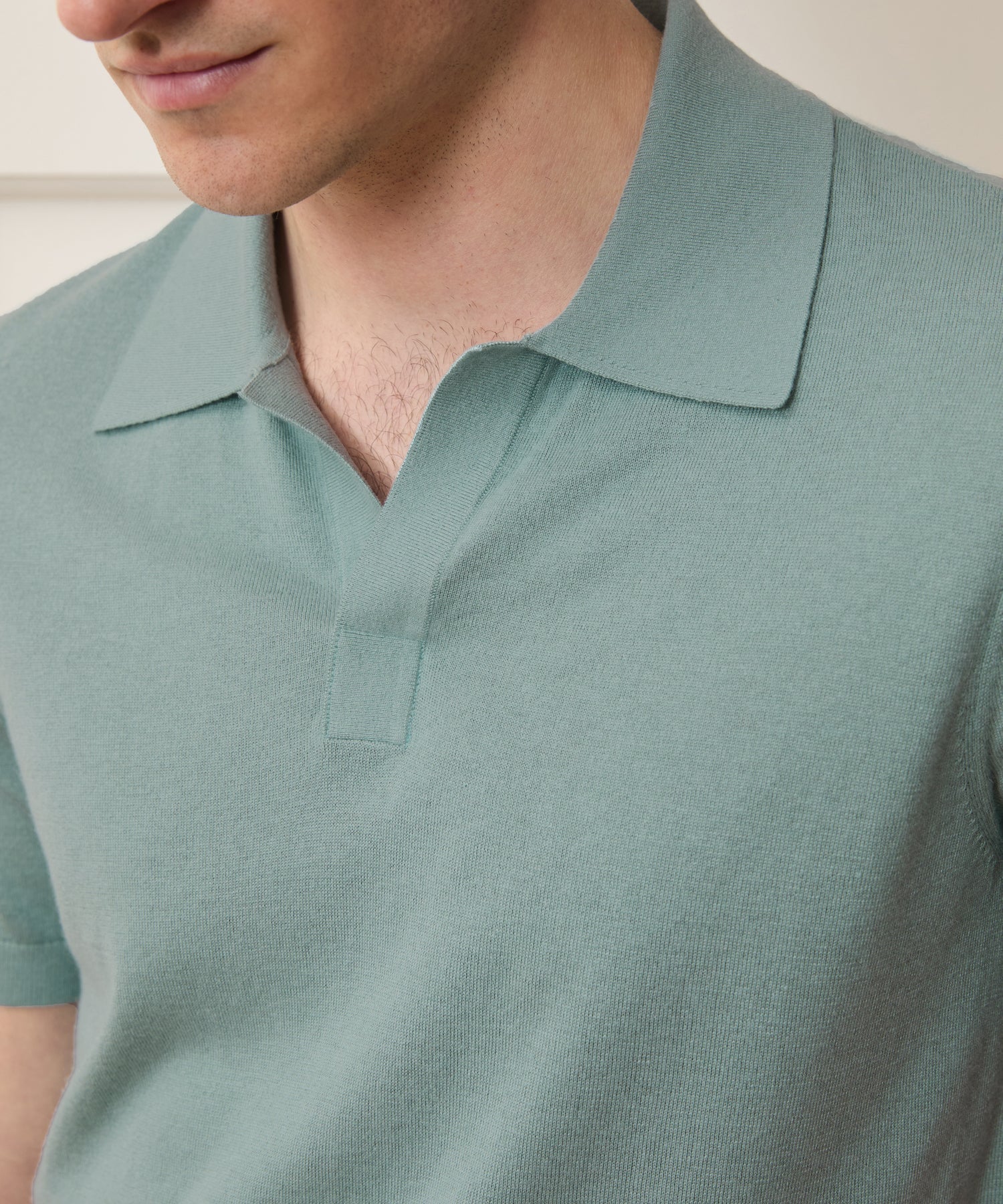 Todd Snyder Silk-Cashmere Montauk Sweater Polo in River Mist River Mist