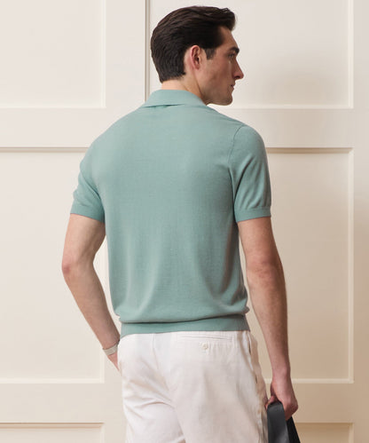 Todd Snyder Silk-Cashmere Montauk Sweater Polo in River Mist River Mist