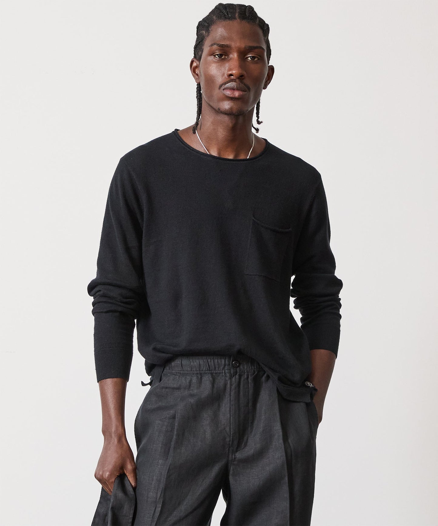 Todd Snyder Linen Shore Sweater in Black Black