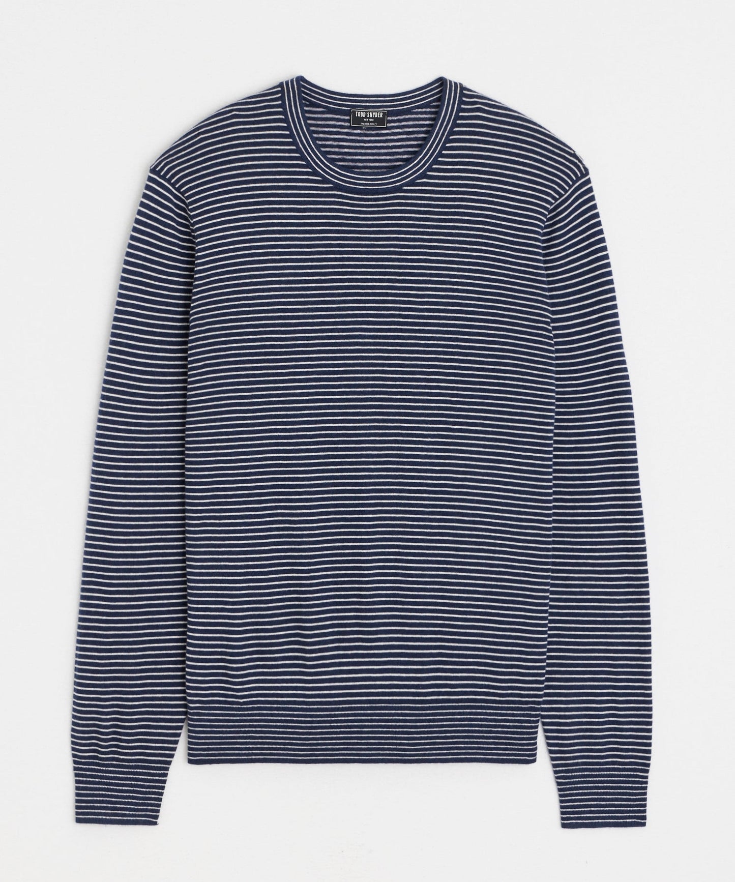 Todd Snyder Silk-Cashmere Crewneck Sweater in Navy Stripes Navy