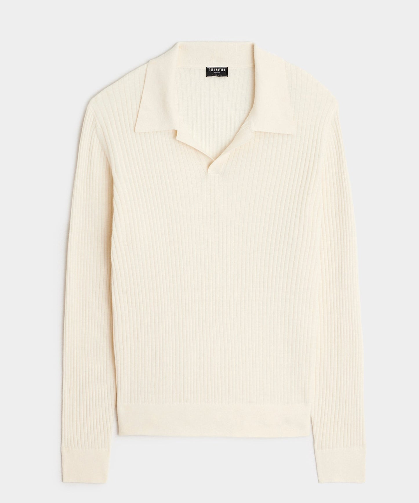 Todd Snyder Silk-Cashmere Ribbed Sweater Polo in Off White Bisque