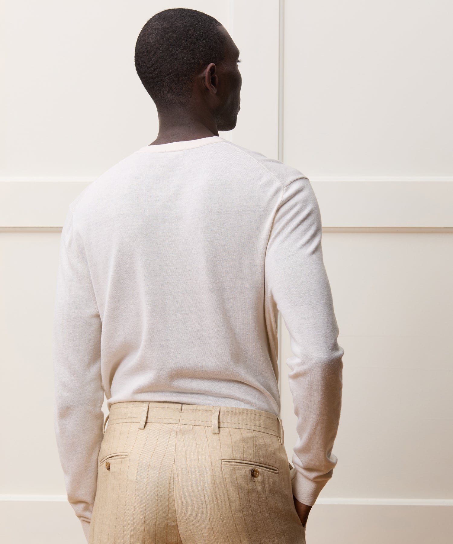Todd Snyder Silk-Cashmere Crewneck Sweater in Off White Bisque