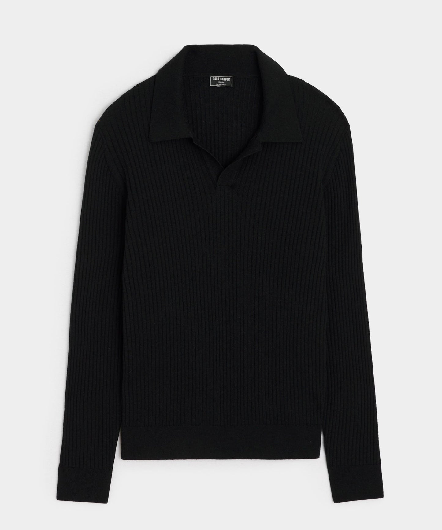 Todd Snyder Silk-Cashmere Ribbed Sweater Polo in Black Black