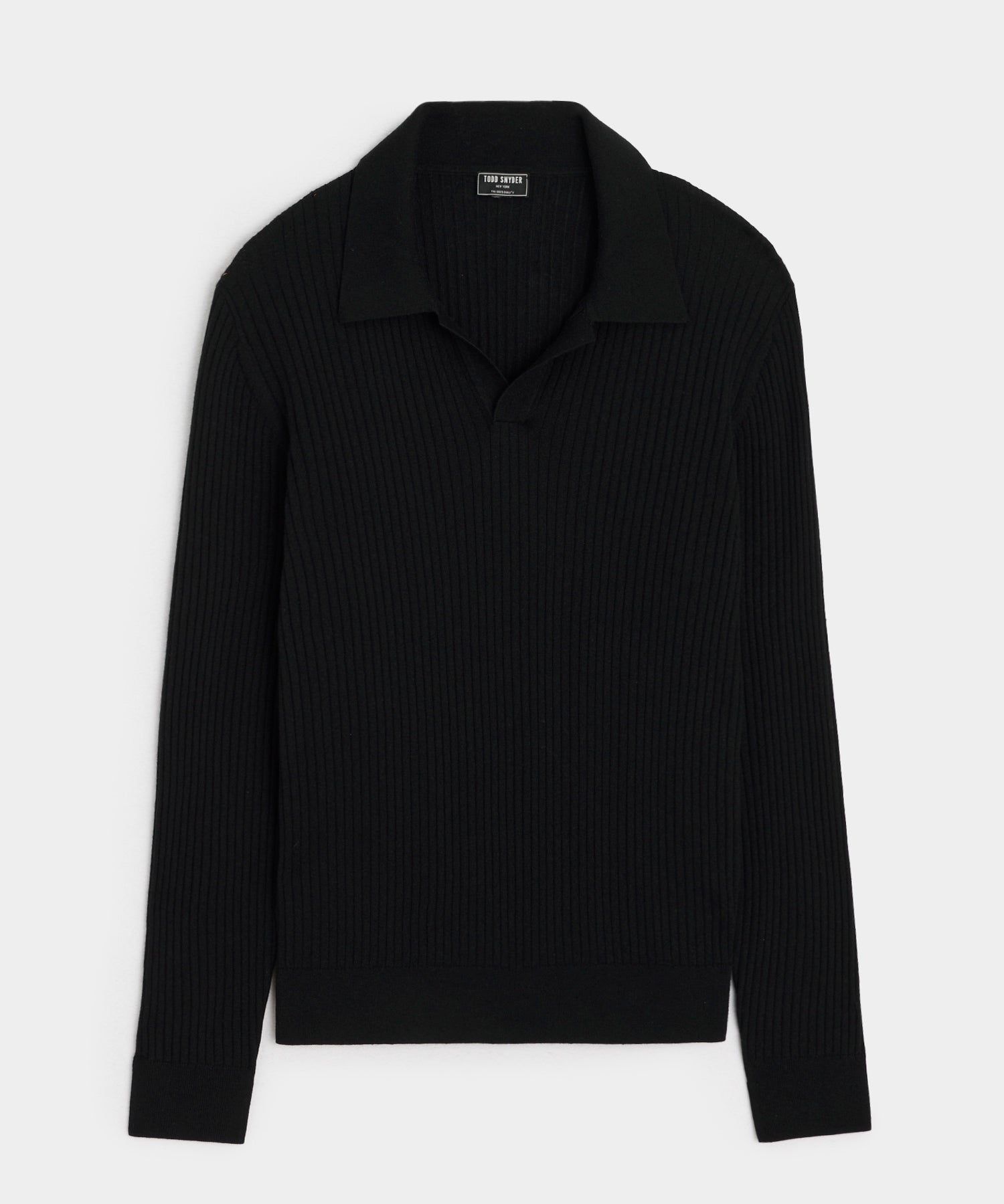 Todd Snyder Silk-Cashmere Ribbed Sweater Polo in Black Black