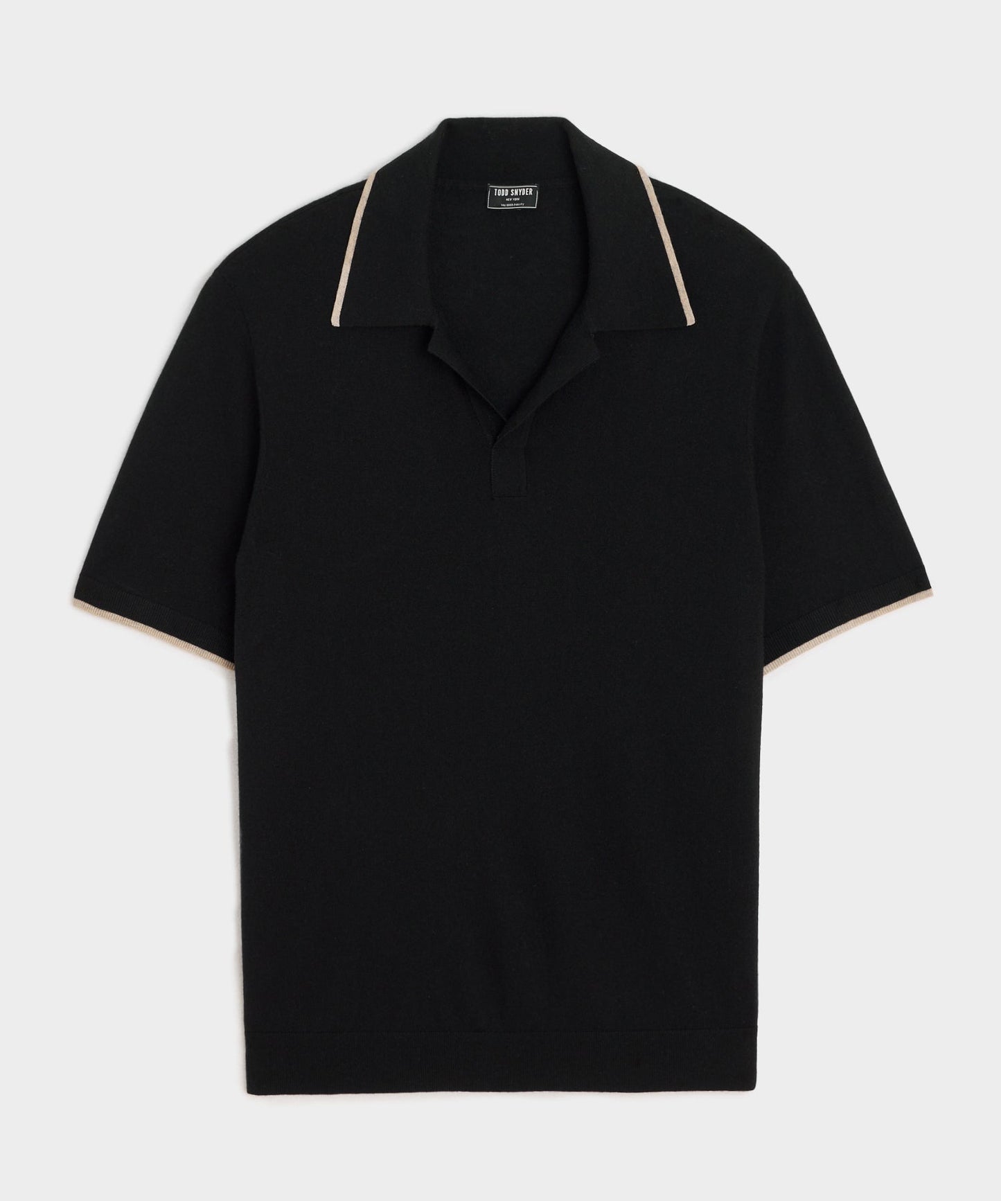 Todd Snyder Silk-Cashmere Tipped Sweater Polo in Black Black
