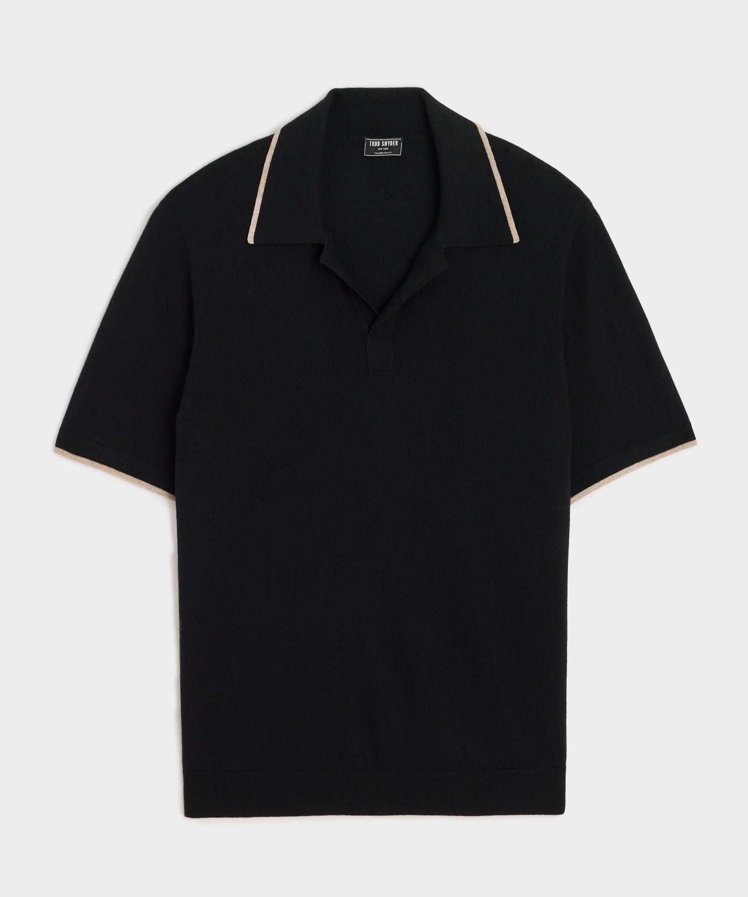Todd Snyder Silk-Cashmere Tipped Sweater Polo in Black Black