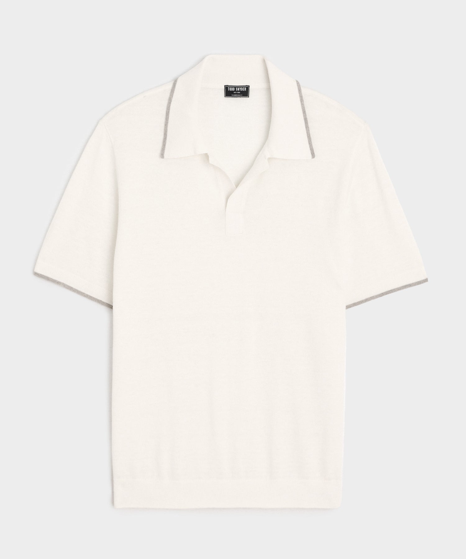 Todd Snyder Silk-Cashmere Tipped Sweater Polo in Bisque Bisque