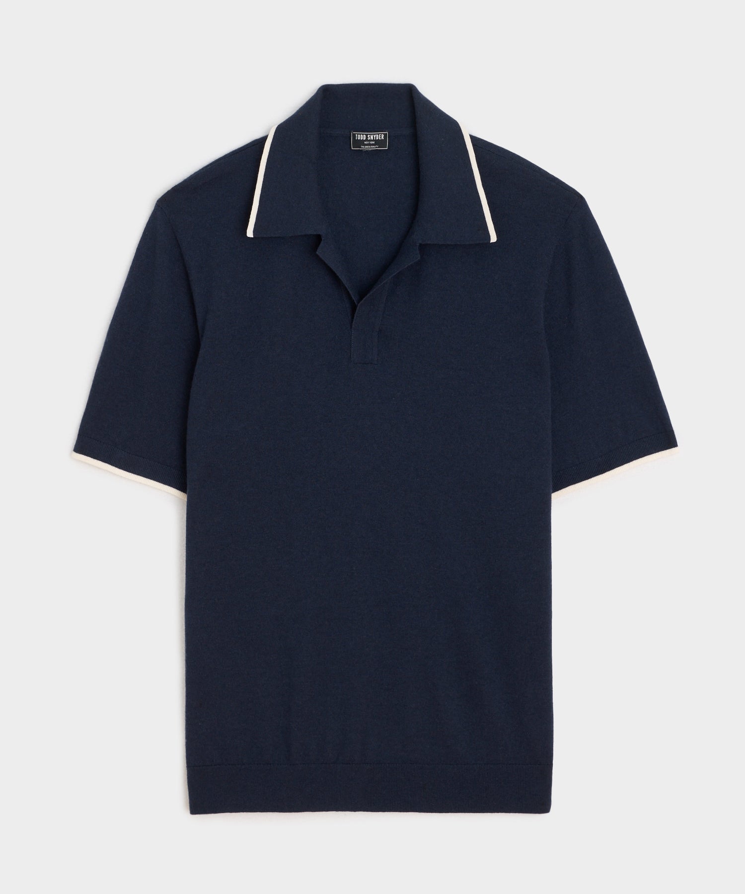 Todd Snyder Silk-Cashmere Tipped Sweater Polo in Navy Navy