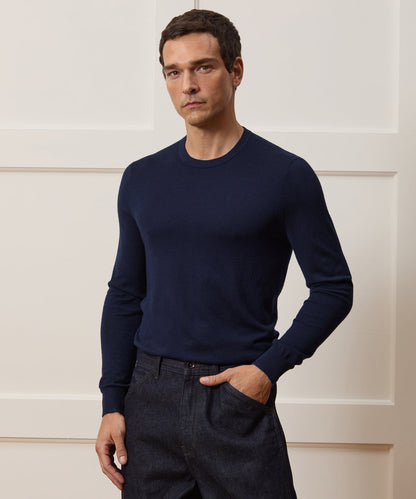 Todd Snyder Silk-Cashmere Crewneck Sweater in Navy Navy