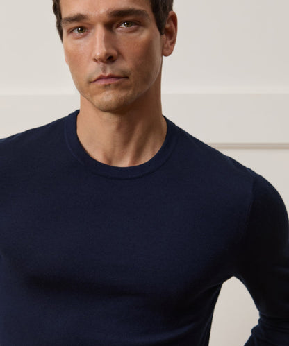 Todd Snyder Silk-Cashmere Crewneck Sweater in Navy Navy