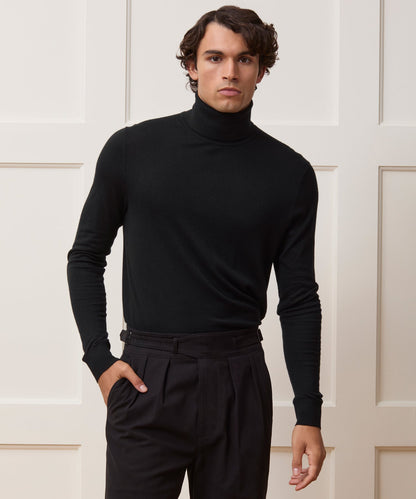 Todd Snyder Silk-Cashmere Turtleneck Sweater in Black Black
