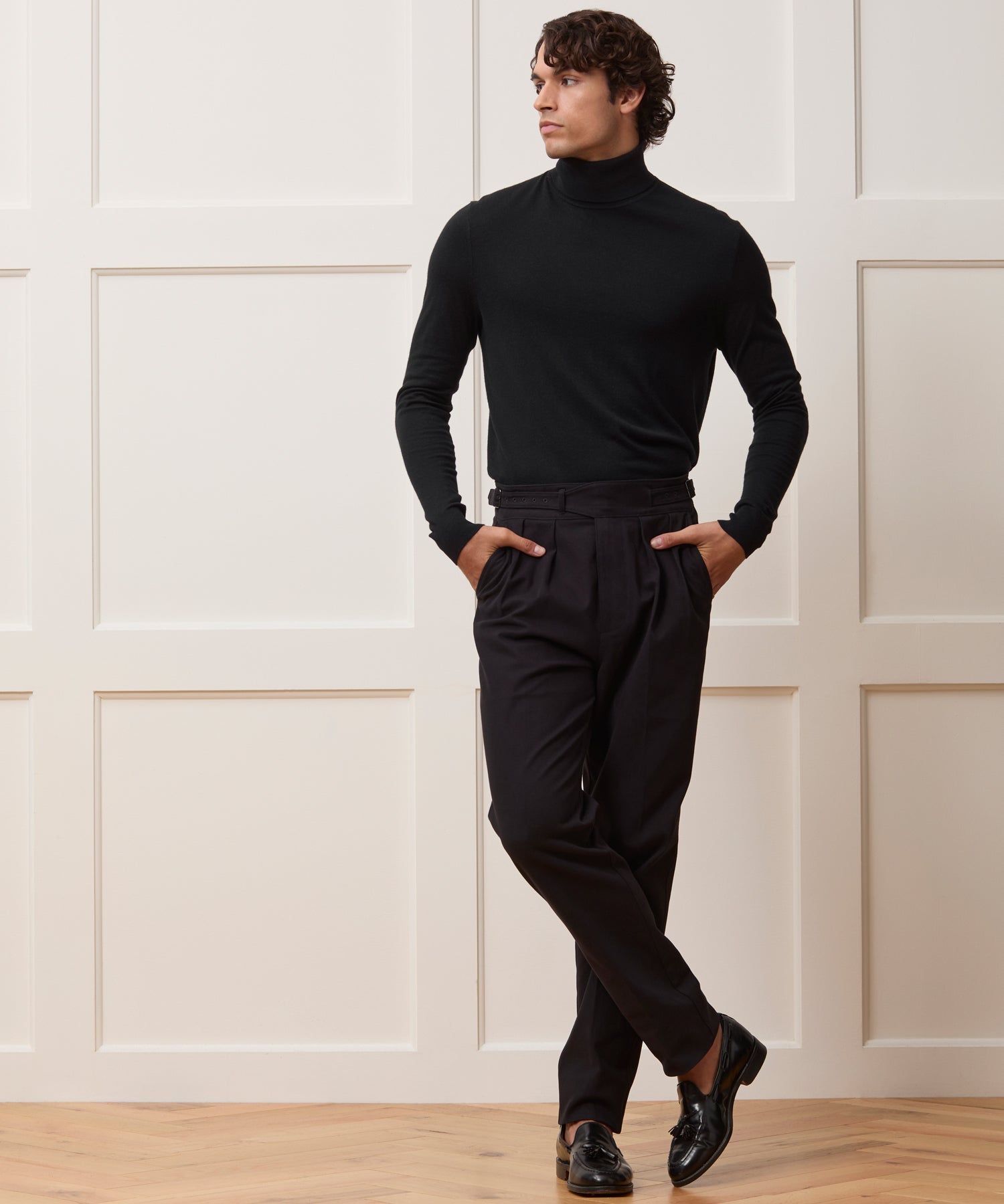 Todd Snyder Silk-Cashmere Turtleneck Sweater in Black Black