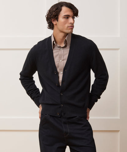 Todd Snyder Midweight Cashmere Cardigan in Black Black
