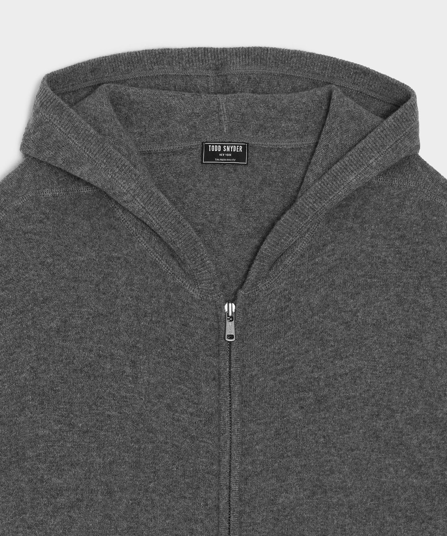 Todd Snyder Midweight Cashmere Full-Zip in Charcoal Charcoal