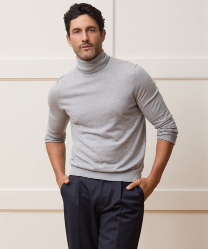 Todd Snyder Silk-Cashmere Turtleneck Sweater in Light Gray Heather Light Grey Heather