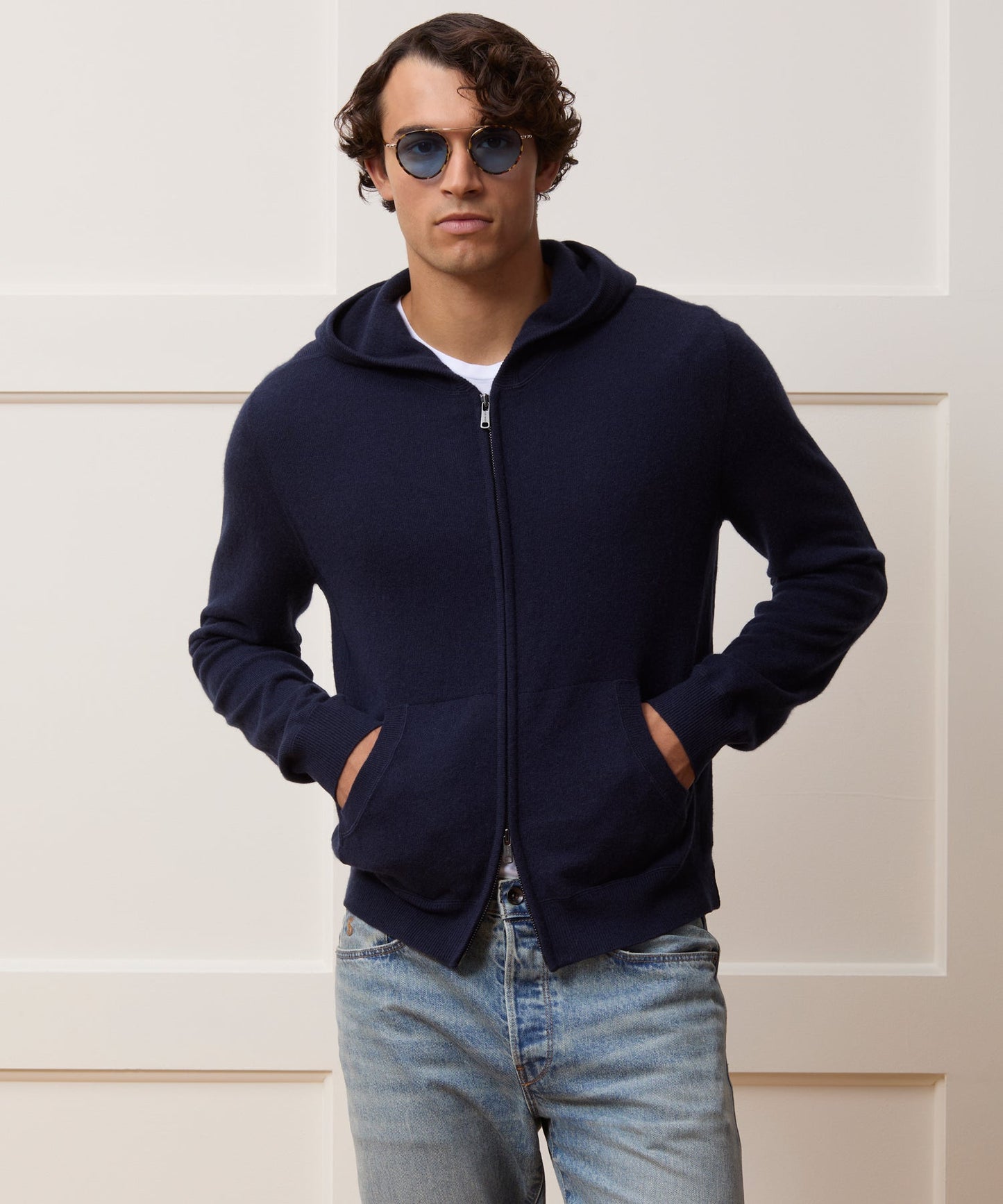 Todd Snyder Midweight Cashmere Full-Zip in Navy Navy