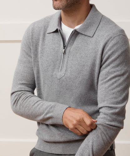 Todd Snyder Midweight Cashmere Quarter-Zip in Heather Gray Heather Grey