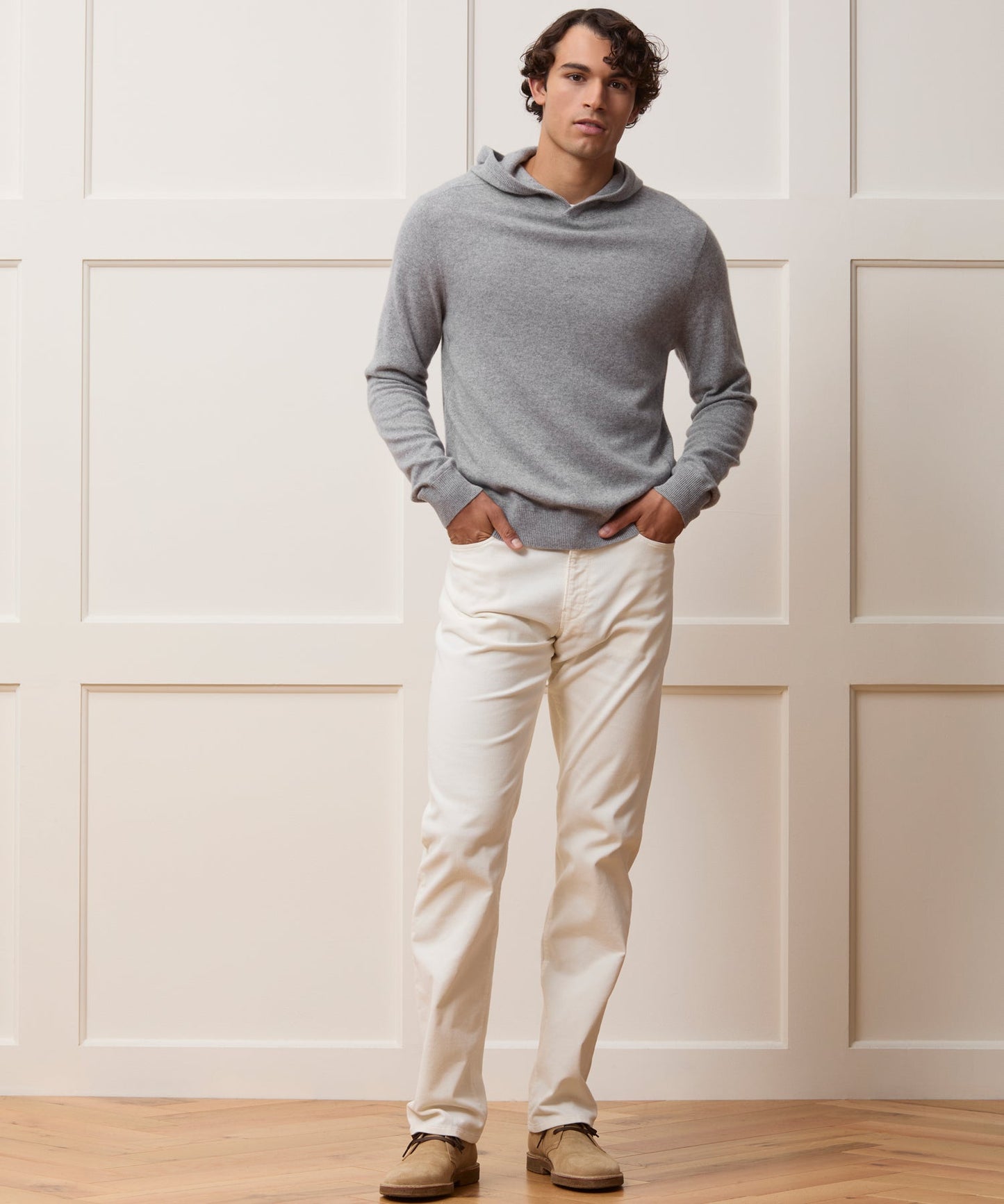 Todd Snyder Midweight Cashmere Hoodie in Gray Heather Grey Heather