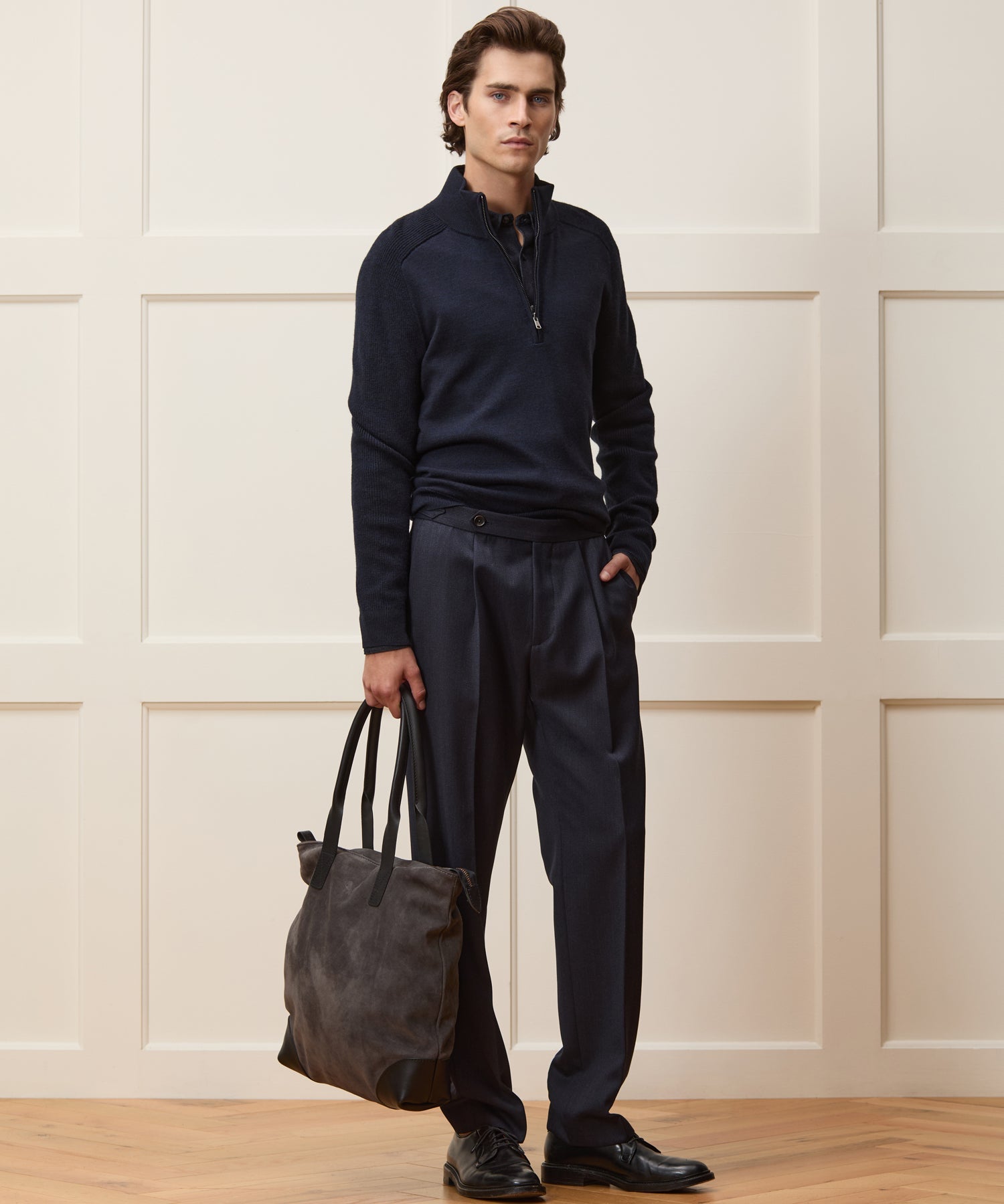 Todd Snyder Merino Quarter-Zip Sweater in Navy Navy