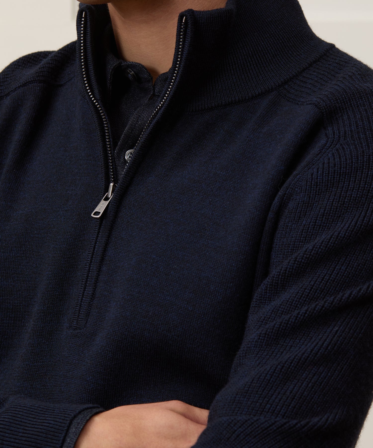 Todd Snyder Merino Quarter-Zip Sweater in Navy Navy