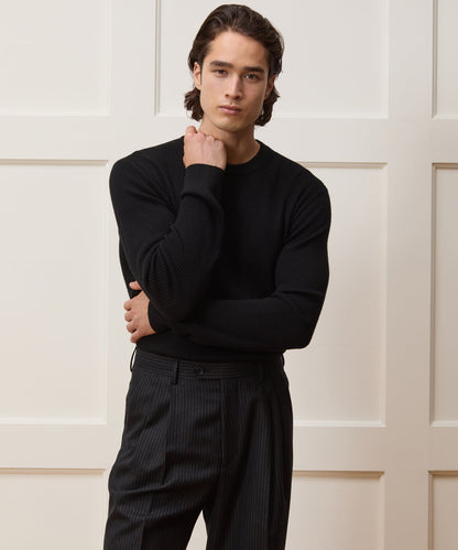 Todd Snyder Merino Waffle Crewneck in Black Black