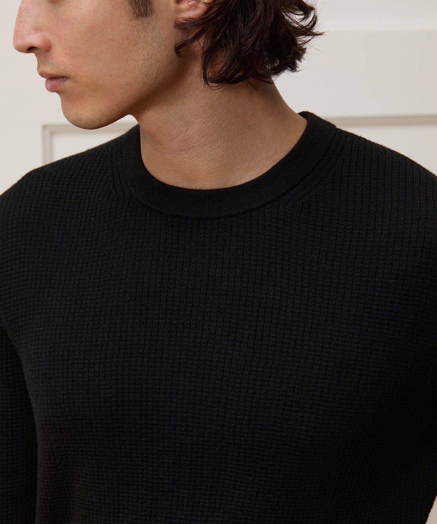 Todd Snyder Merino Waffle Crewneck in Black Black