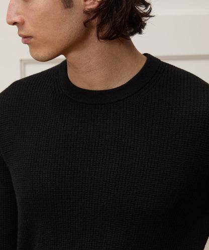 Todd Snyder Merino Waffle Crewneck in Black Black