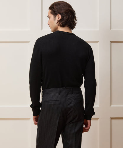 Todd Snyder Merino Waffle Crewneck in Black Black