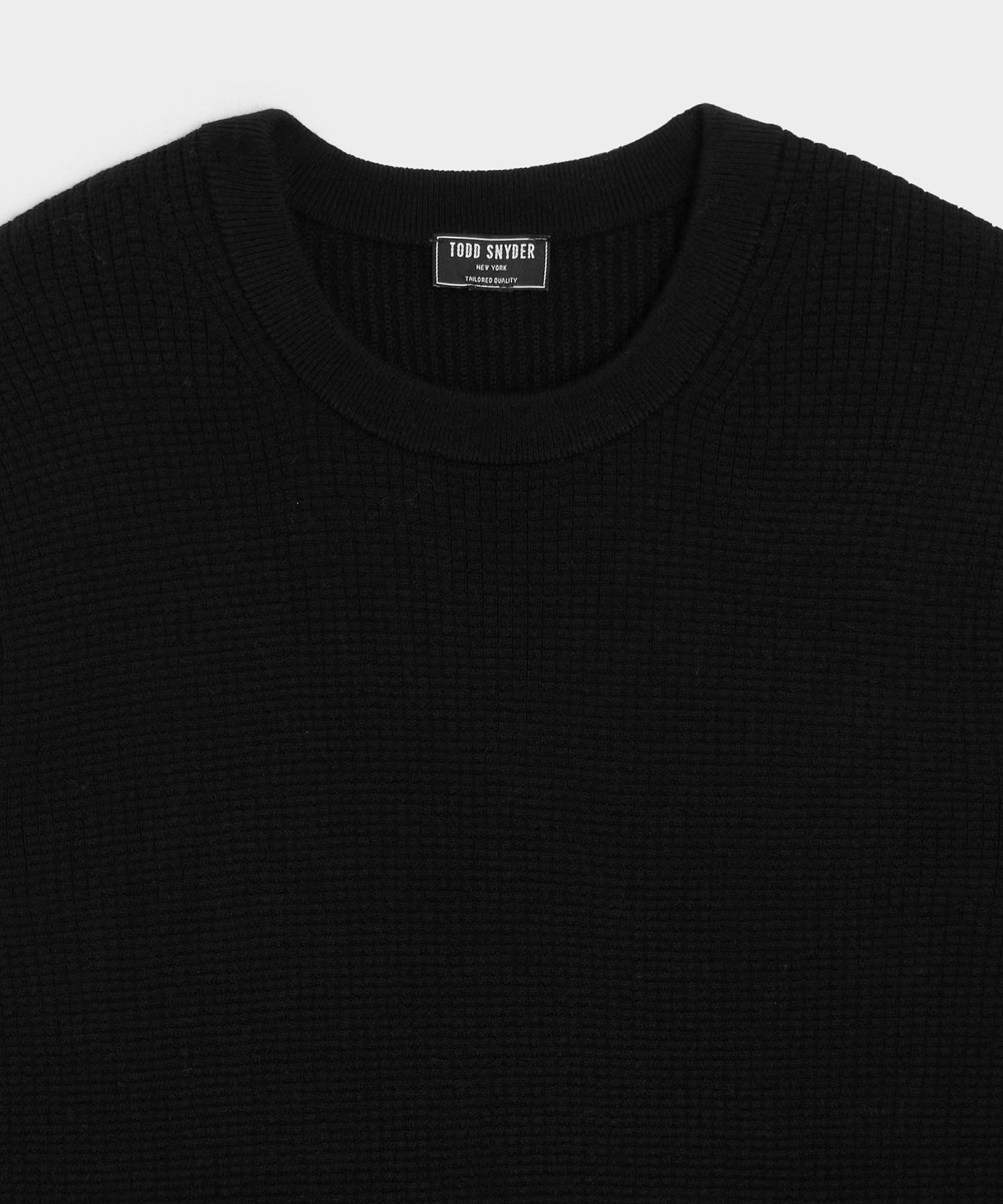 Todd Snyder Merino Waffle Crewneck in Black Black