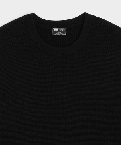 Todd Snyder Merino Waffle Crewneck in Black Black