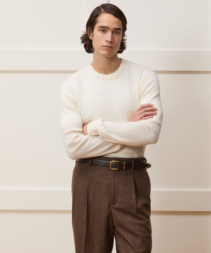 Todd Snyder Merino Waffle Crewneck in Bisque Bisque