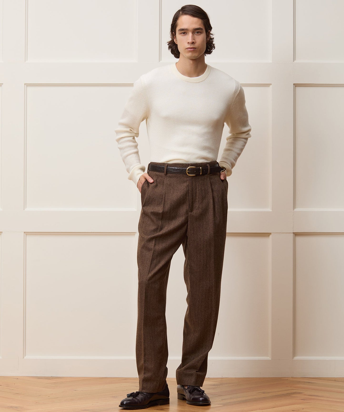 Todd Snyder Merino Waffle Crewneck in Bisque Bisque