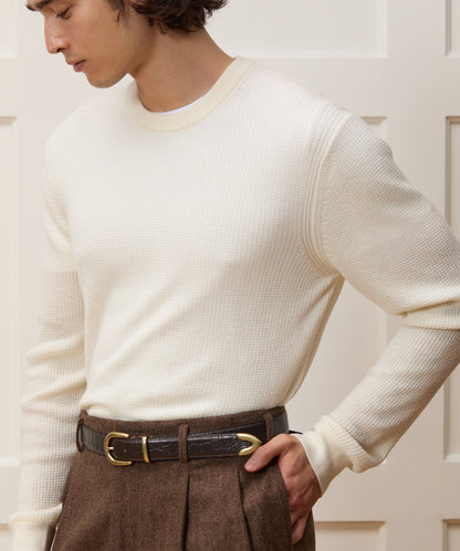 Todd Snyder Merino Waffle Crewneck in Bisque Bisque