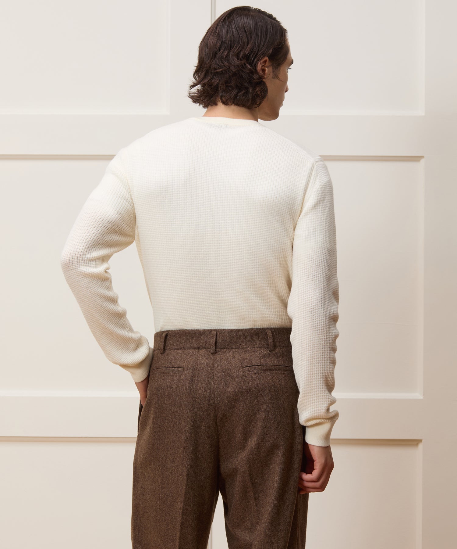 Todd Snyder Merino Waffle Crewneck in Bisque Bisque