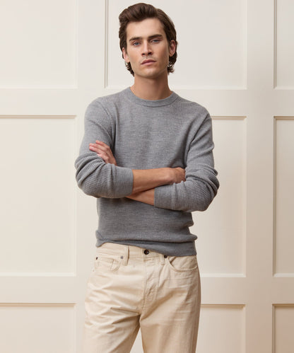 Todd Snyder Merino Waffle Crewneck in Grey Heather Grey Heather