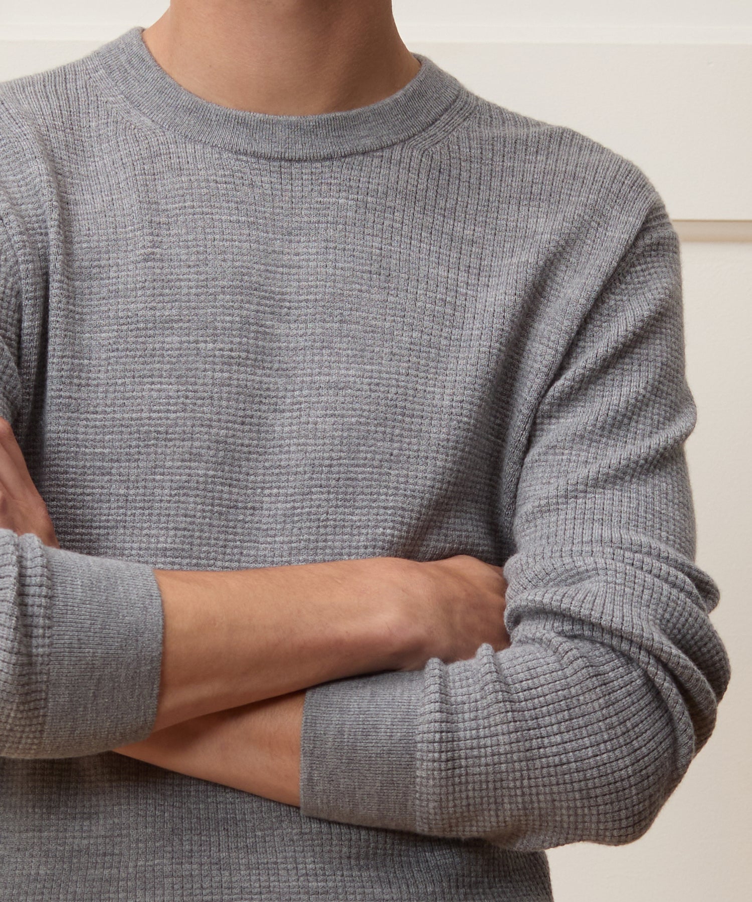 Todd Snyder Merino Waffle Crewneck in Grey Heather Grey Heather