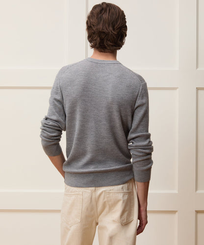 Todd Snyder Merino Waffle Crewneck in Grey Heather Grey Heather