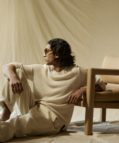 Todd Snyder Linen Crewneck Sweater in Bisque Bisque
