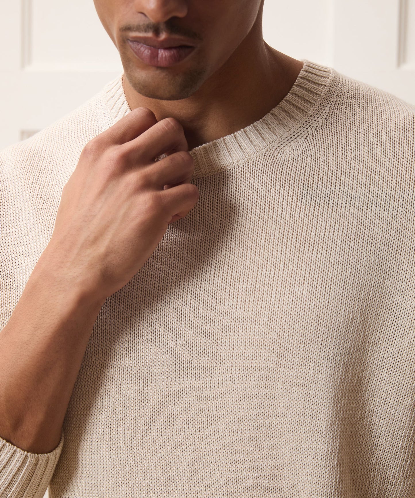 Todd Snyder Linen Crewneck Sweater in Bisque Bisque
