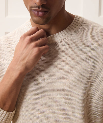 Todd Snyder Linen Crewneck Sweater in Bisque Bisque