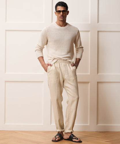 Todd Snyder Linen Crewneck Sweater in Bisque Bisque