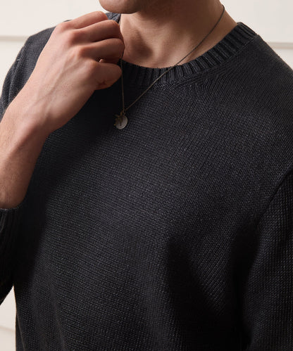 Todd Snyder Linen Crewneck Sweater in Faded Black Faded Black
