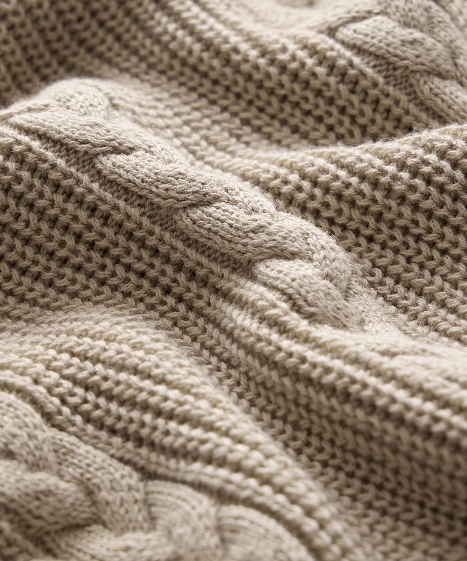 Todd Snyder Beechwood Cable Knit Sweater Polo in Stone Stone