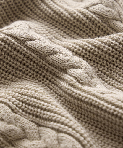 Todd Snyder Beechwood Cable Knit Sweater Polo in Stone Stone